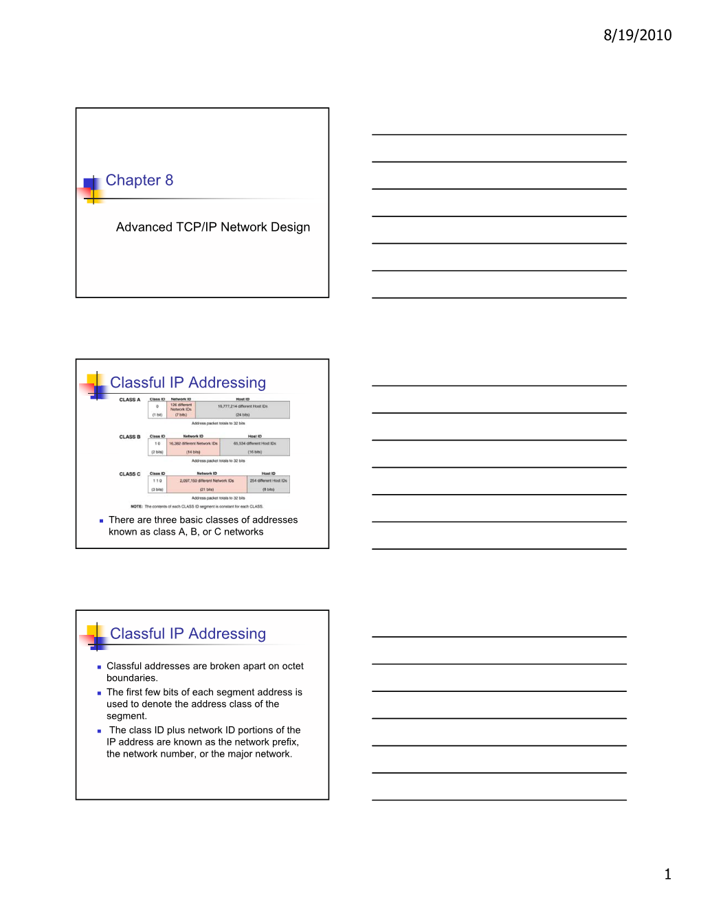 Chapter 8 Classful IP Addressing Classful IP Addressing