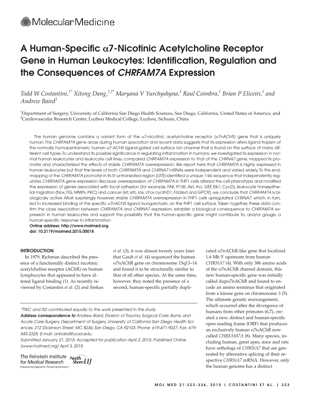 A Human-Specific A7-Nicotinic Acetylcholine Receptor Gene In