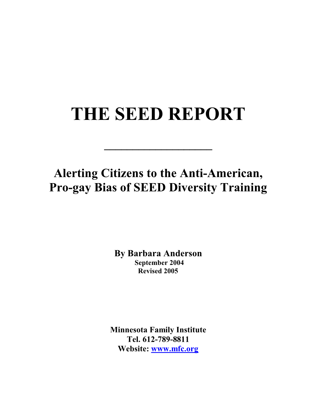 The SEED Report (PDF)