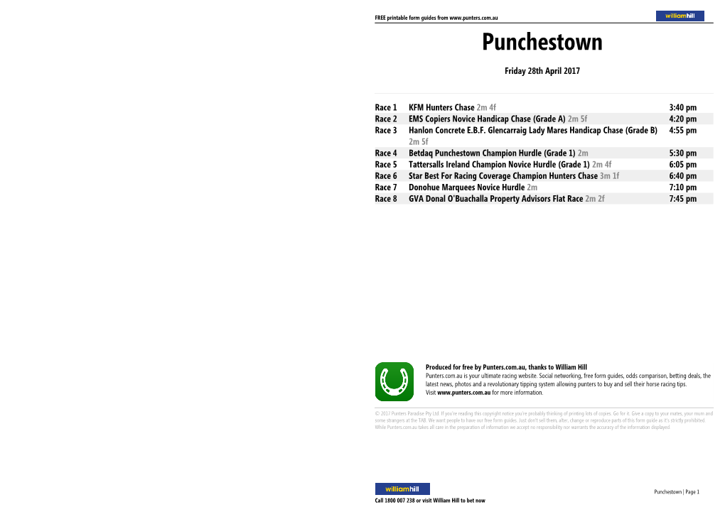 Punchestown Printable Form Guide