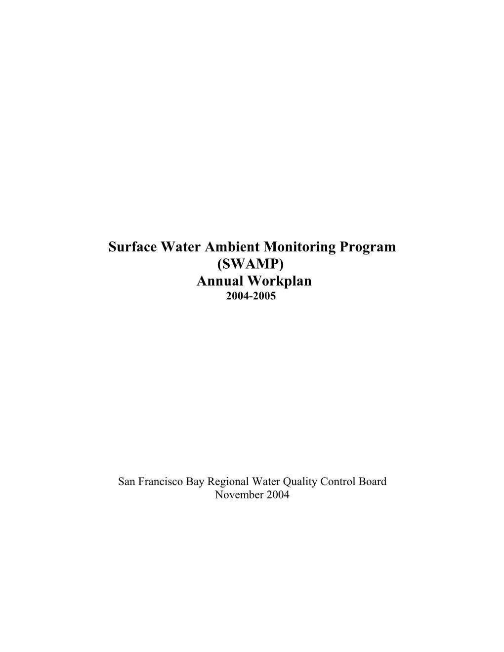 Surface Water Ambient Monitoring Program (SWAMP) s2