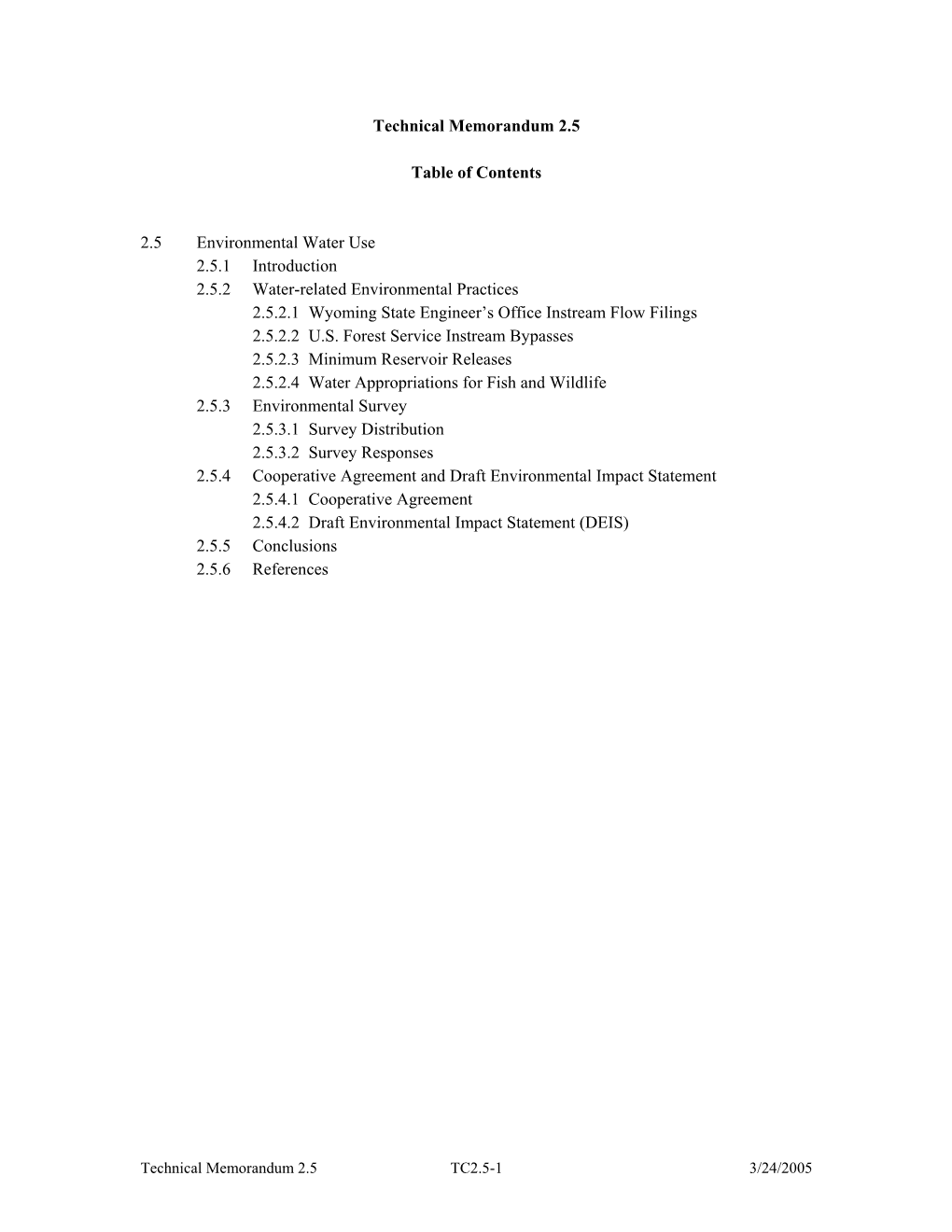 Technical Memorandum 2.5 Table of Contents 2.5 Environmental Water