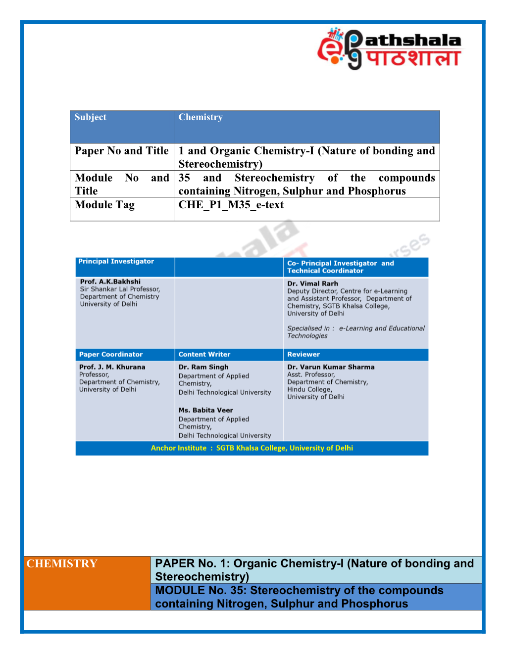 Bsc Chemistry