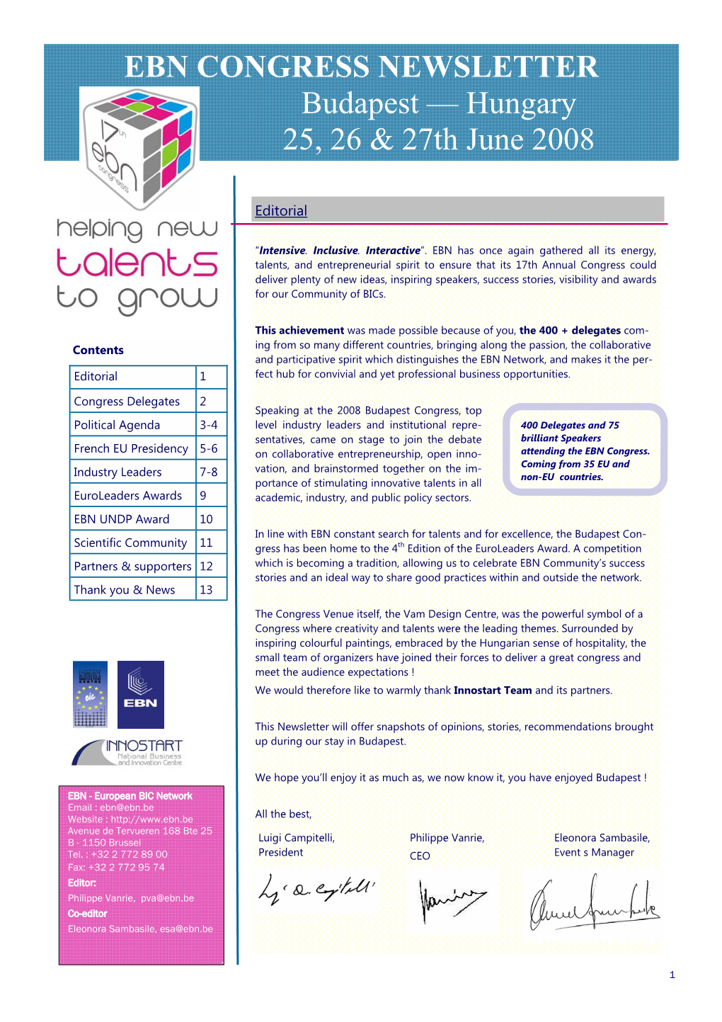 Congress Newsletter Budapest V4