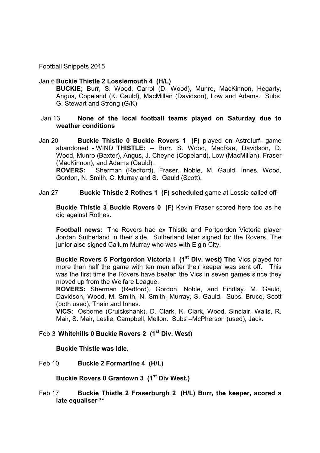 Football Snippets 2015 Jan 6 Buckie Thistle 2 Lossiemouth 4 (H/L