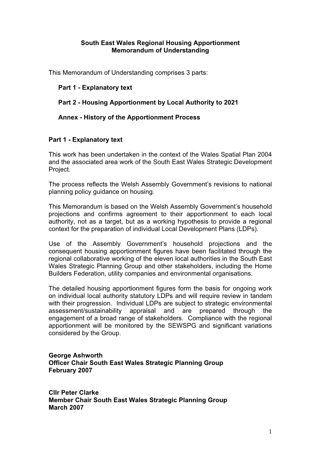 SEWSPG- Regional Housing Apportionment