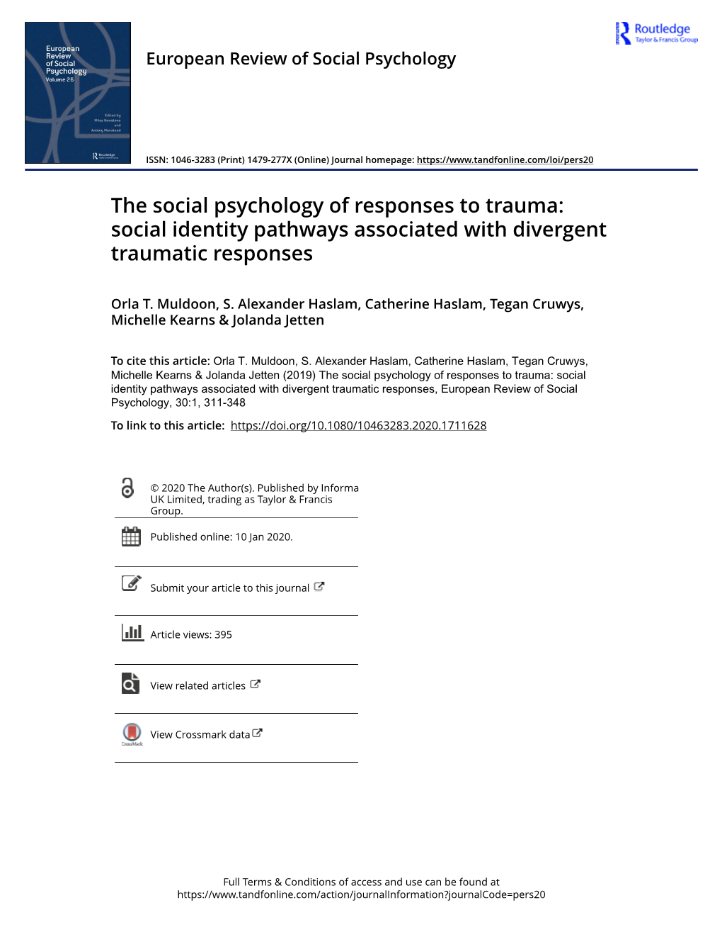 Social Identity Pathways Associated with Divergent Traumatic Responses