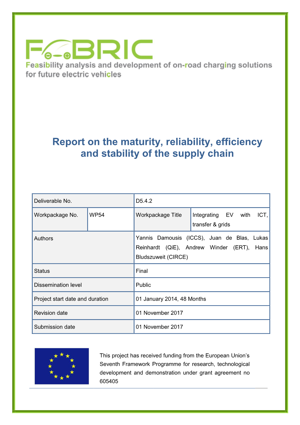 Report on Maturity, Reliability, Efficiency and Stability Of