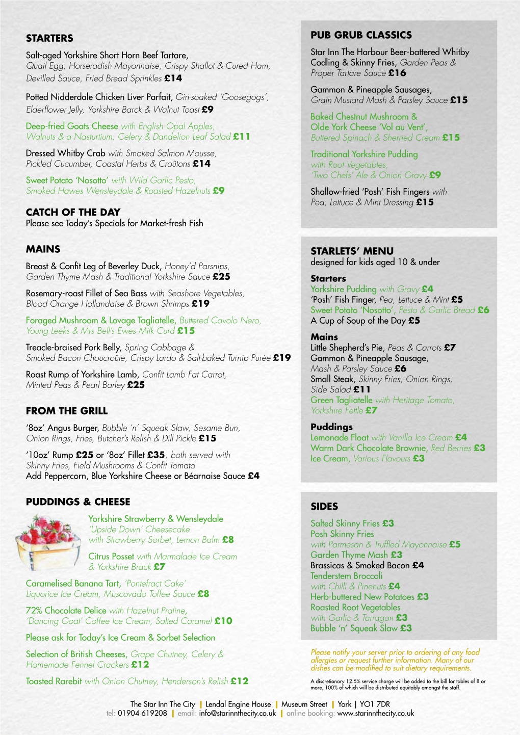 Star Inn the City All Day Menu