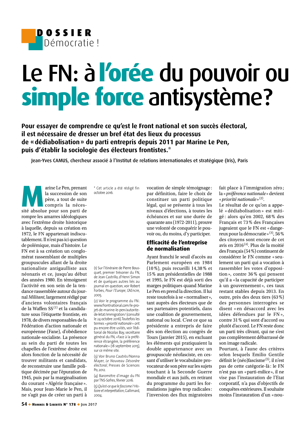 Le FN : À L’Orée Du Pouvoir Ou Simple Force Antisystème ?