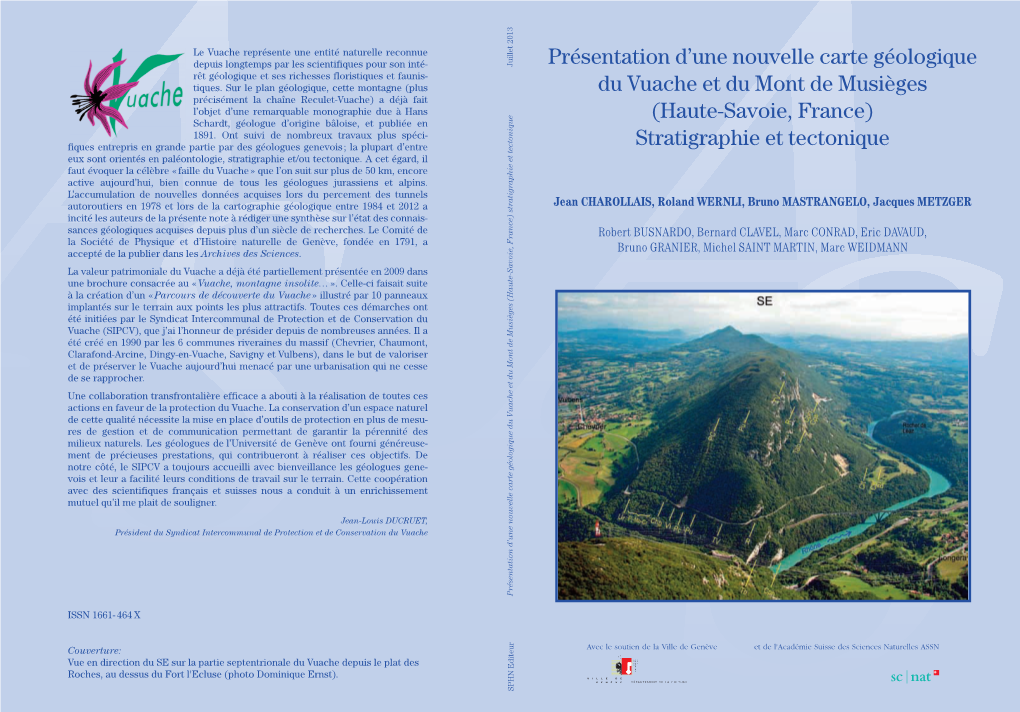 Présentation D'une Nouvelle Carte Géologique Du Vuache Et Du Mont