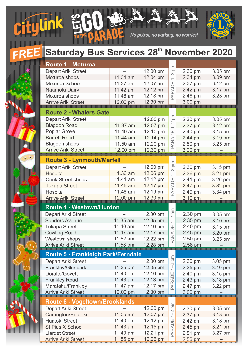 Free Christmas Parade Buses