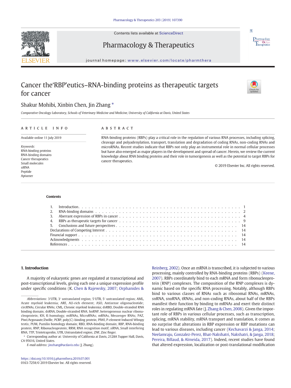 Cancer Theâ•Ÿrbpâ•Žeutics-RNA-Binding Proteins As