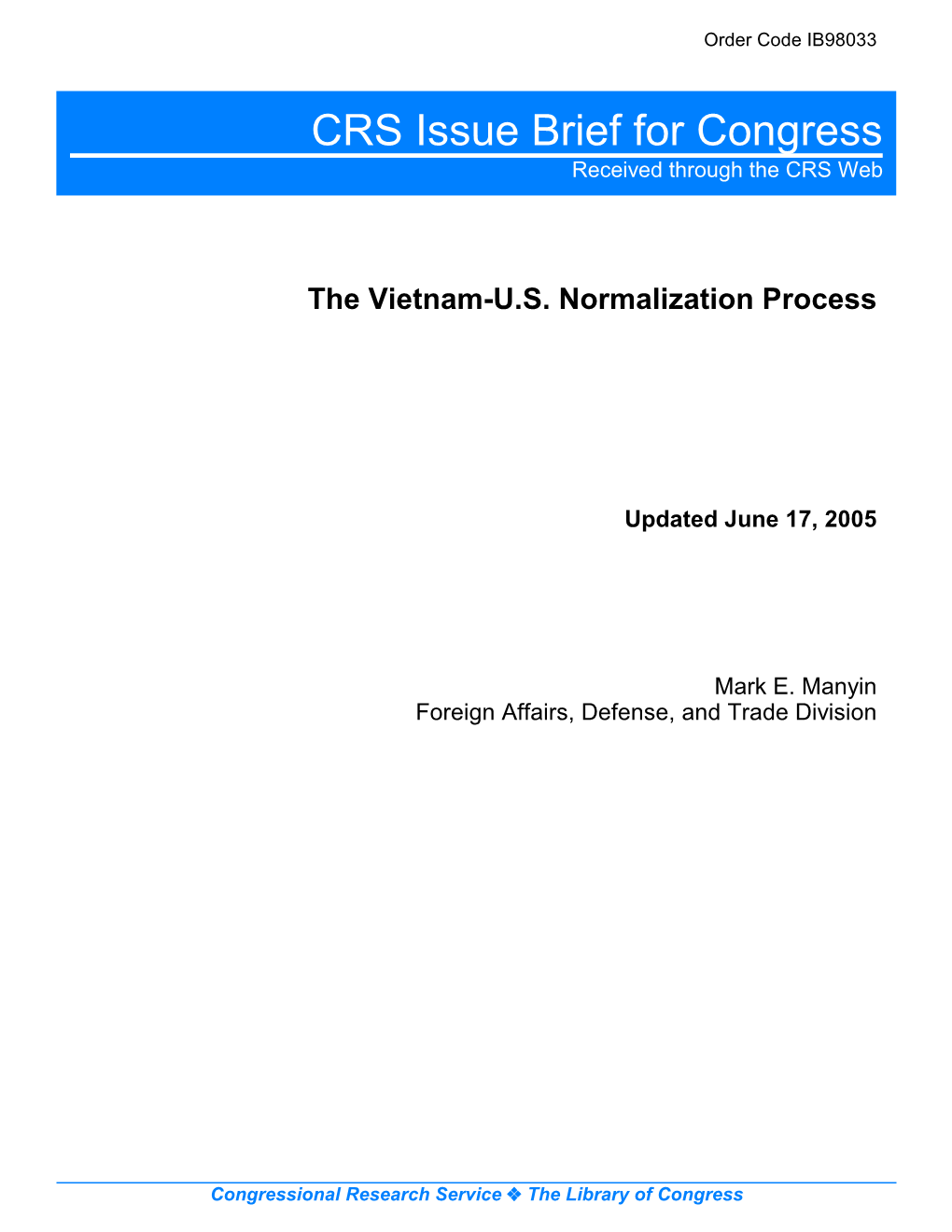 The Vietnam-U.S. Normalization Process