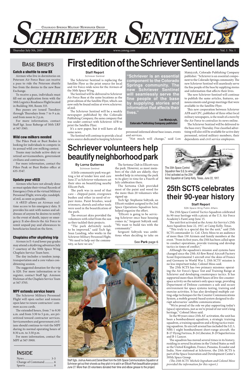 Schriever Sentinel Thursday July 5Th, 2007 Vol