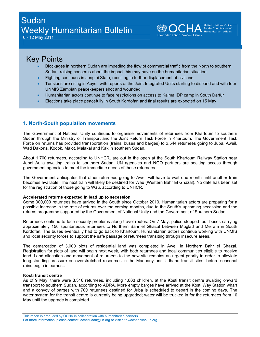 Sudan Weekly Humanitarian Bulletin