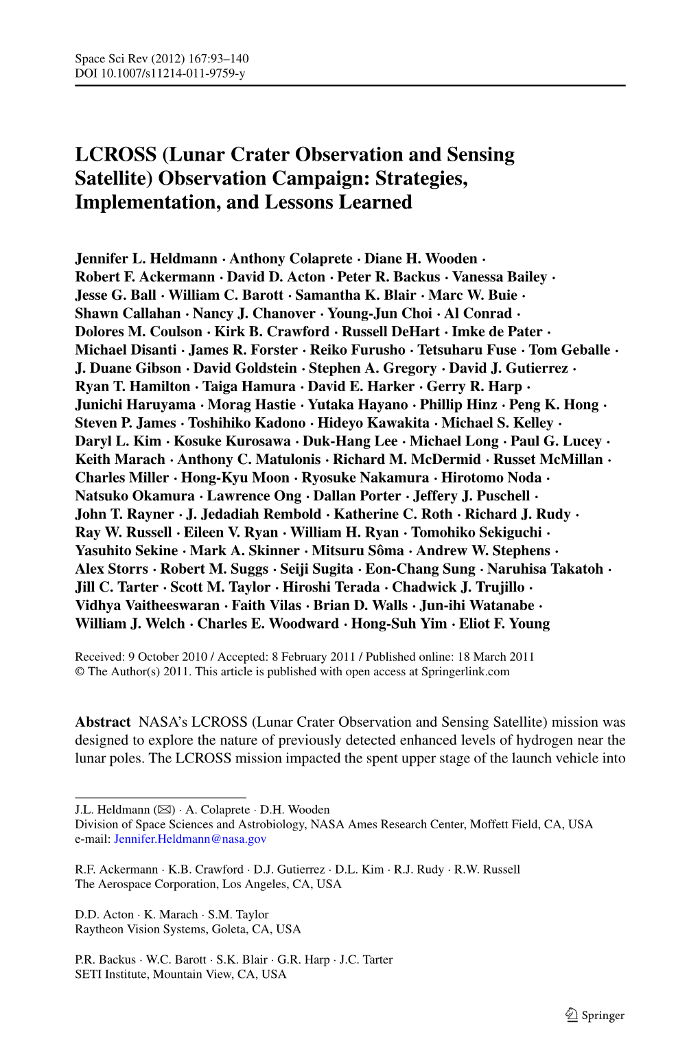 LCROSS (Lunar Crater Observation and Sensing Satellite) Observation Campaign: Strategies, Implementation, and Lessons Learned