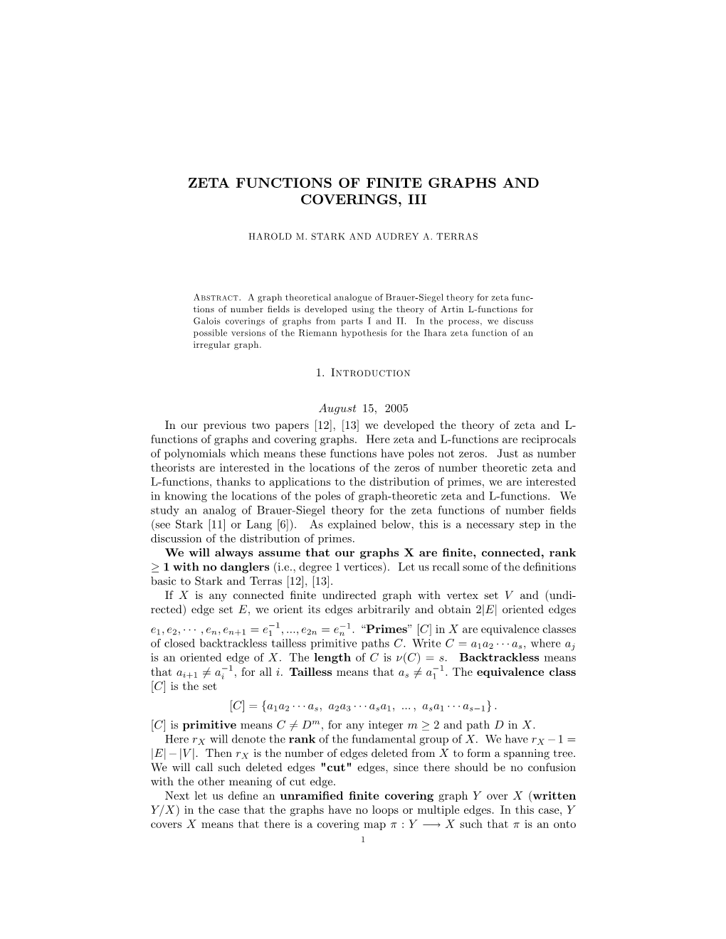 Zeta Functions of Finite Graphs and Coverings, Iii