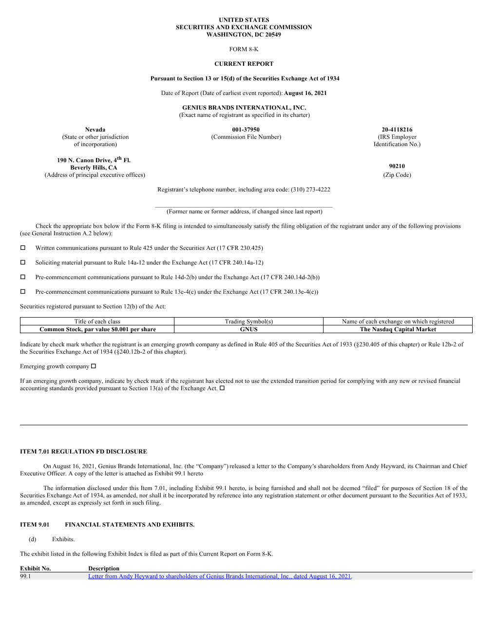 United States Securities and Exchange Commission Washington, Dc 20549