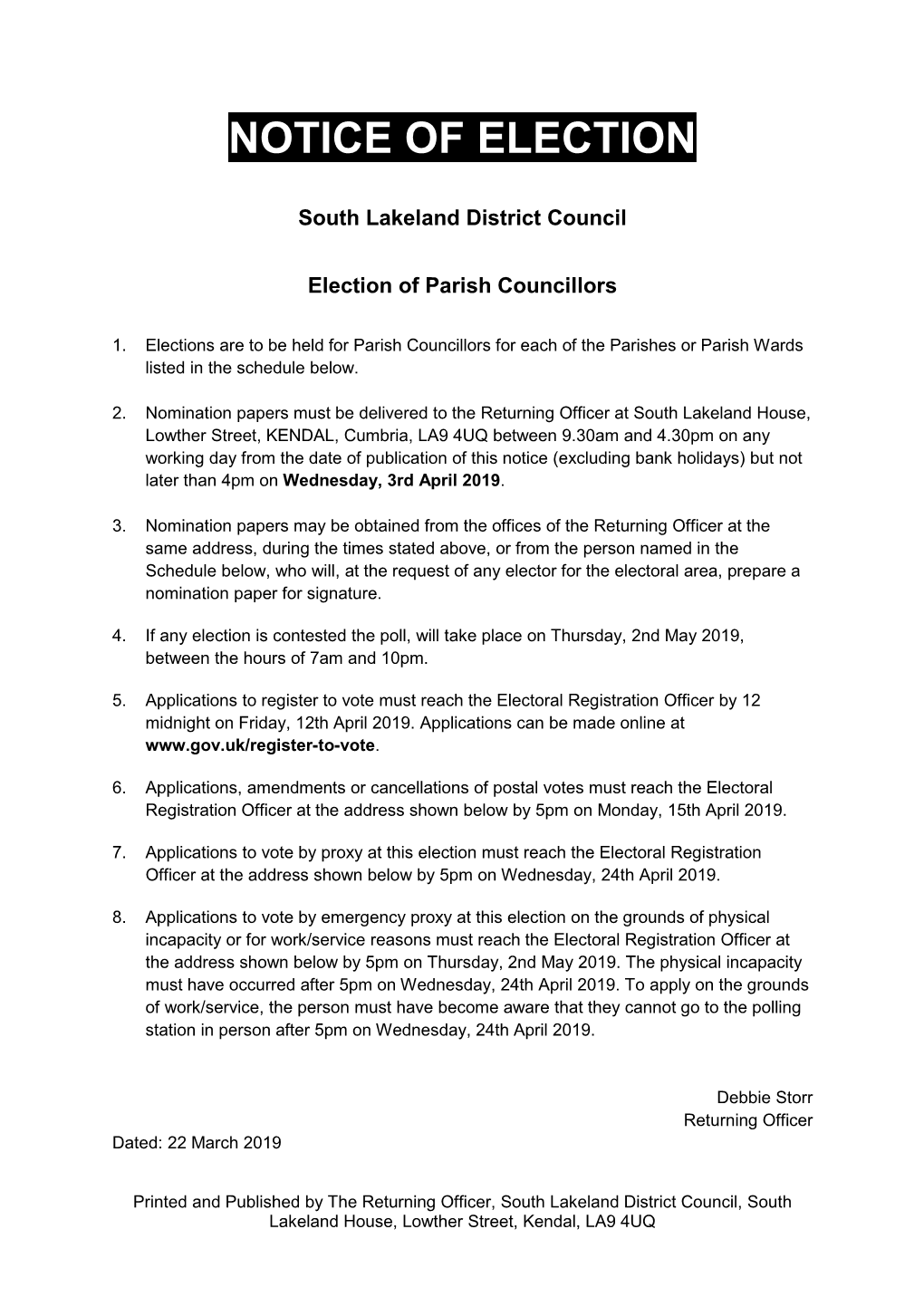 Parish Notice of Election