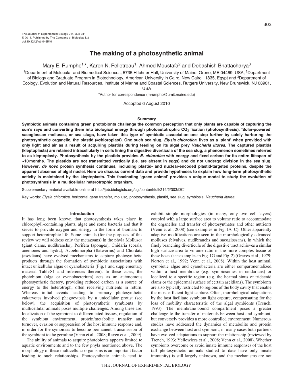 The Making of a Photosynthetic Animal