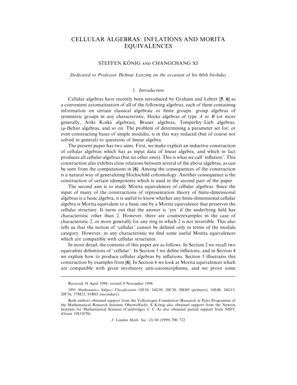 Cellular Algebras: Inflations and Morita Equivalences