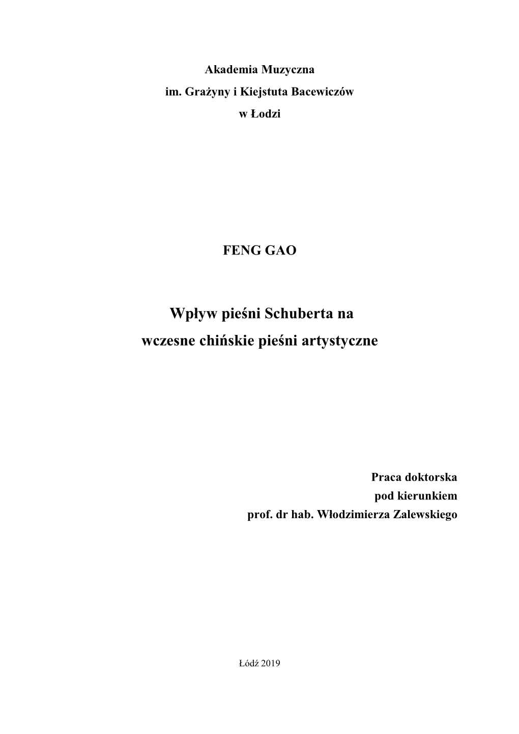 Wpływ Pieśni Schuberta Na Wczesne Chińskie Pieśni Artystyczne