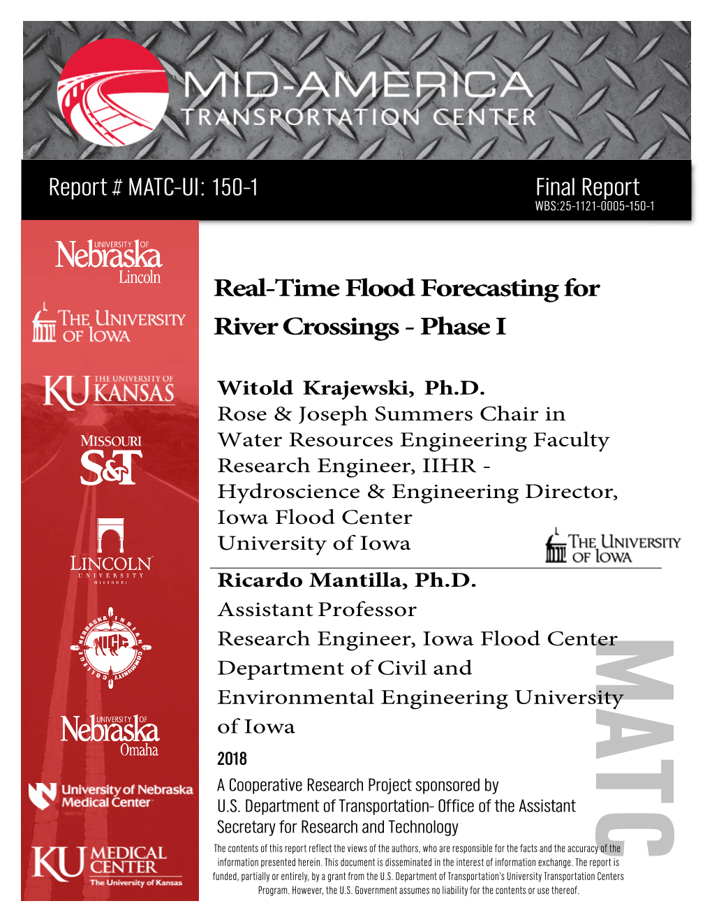 Real-Time Flood Forecasting for River Crossings - Phase I