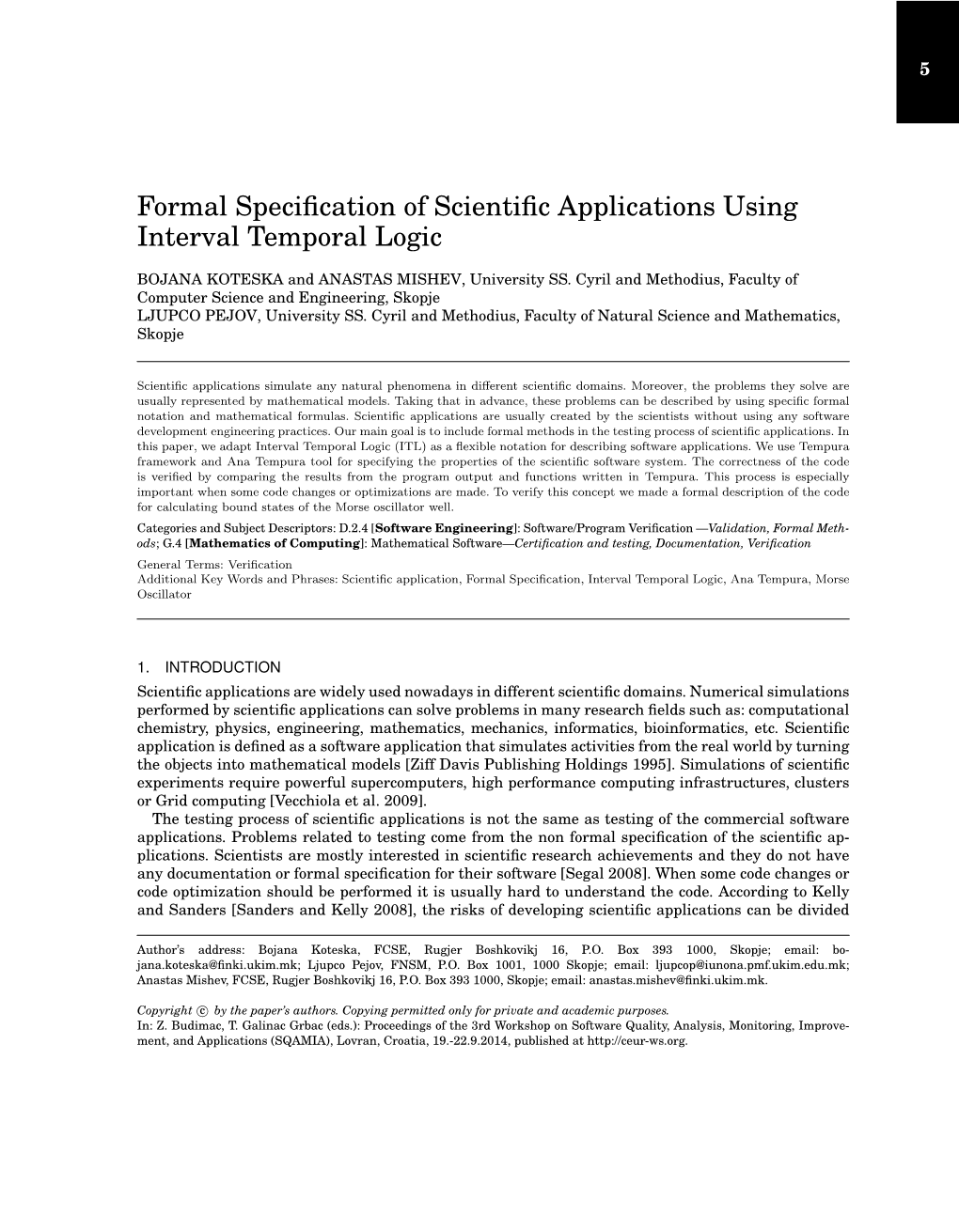Formal Specification of Scientific Applications Using Interval