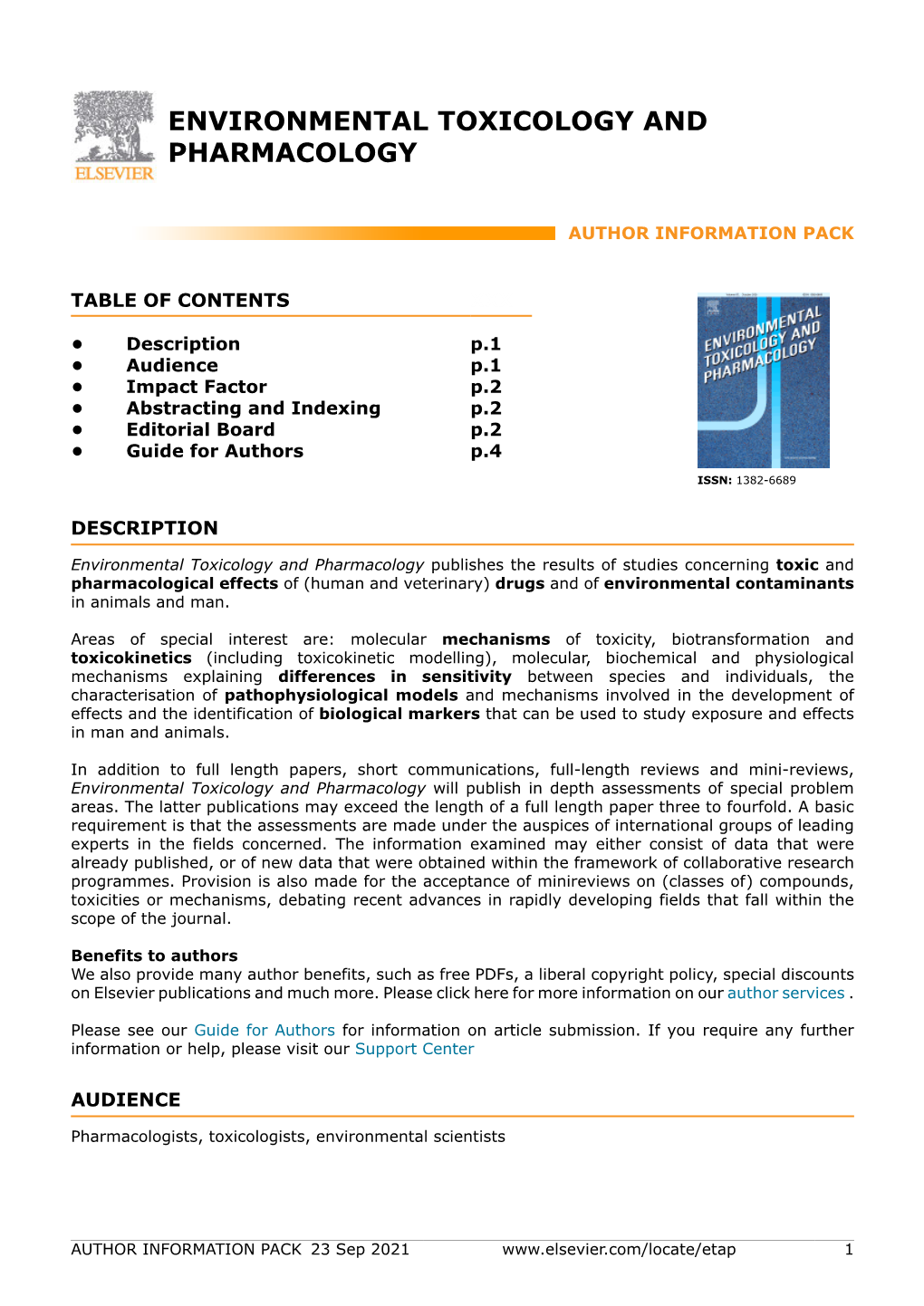 Environmental Toxicology and Pharmacology