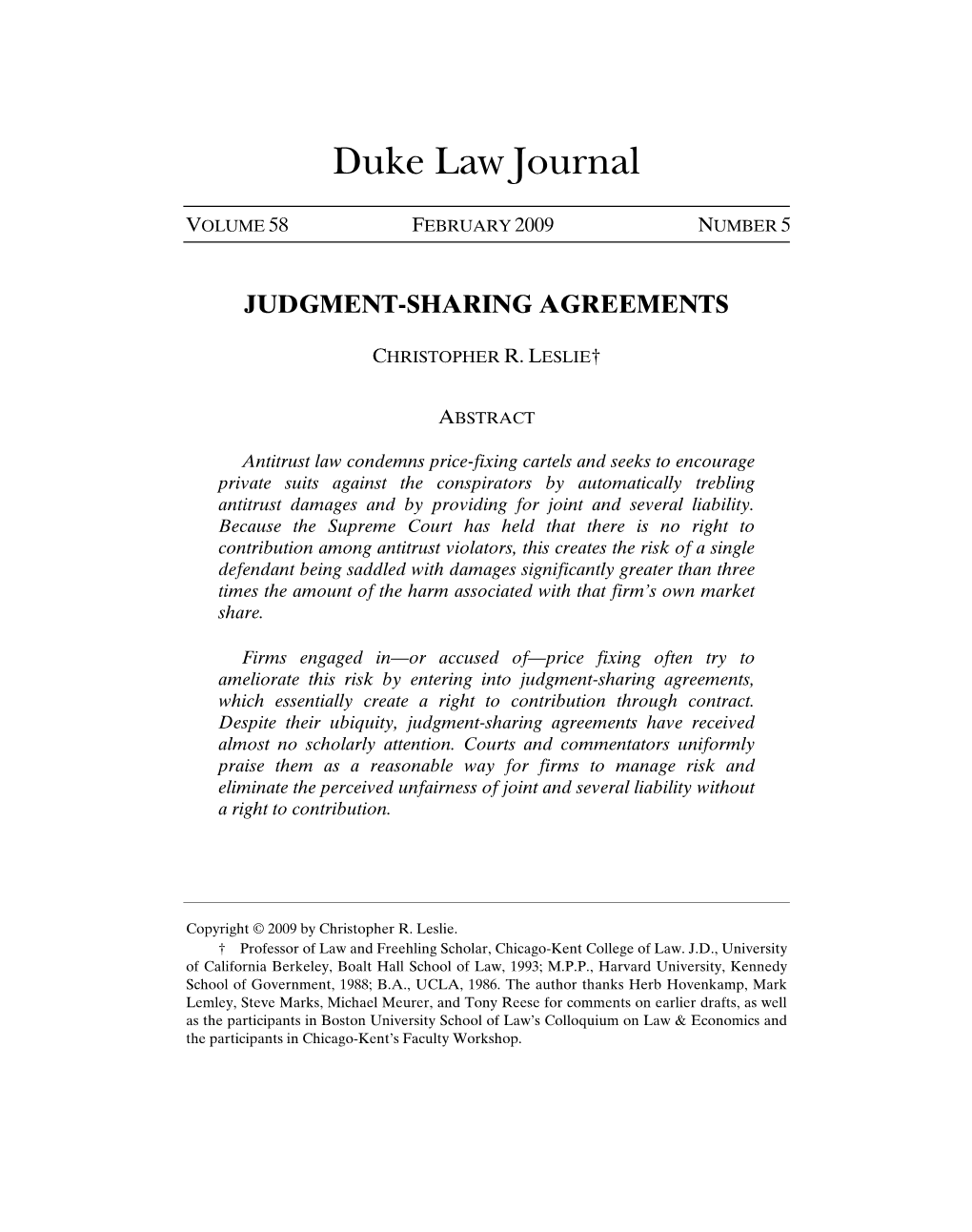 Judgment-Sharing Agreements