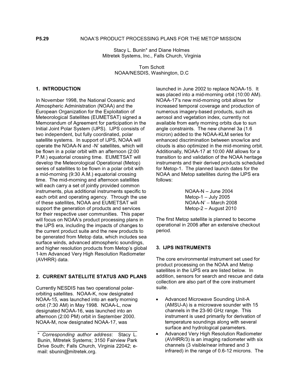 NOAA's PRODUCT PROCESSING PLANS for the METOP MISSION