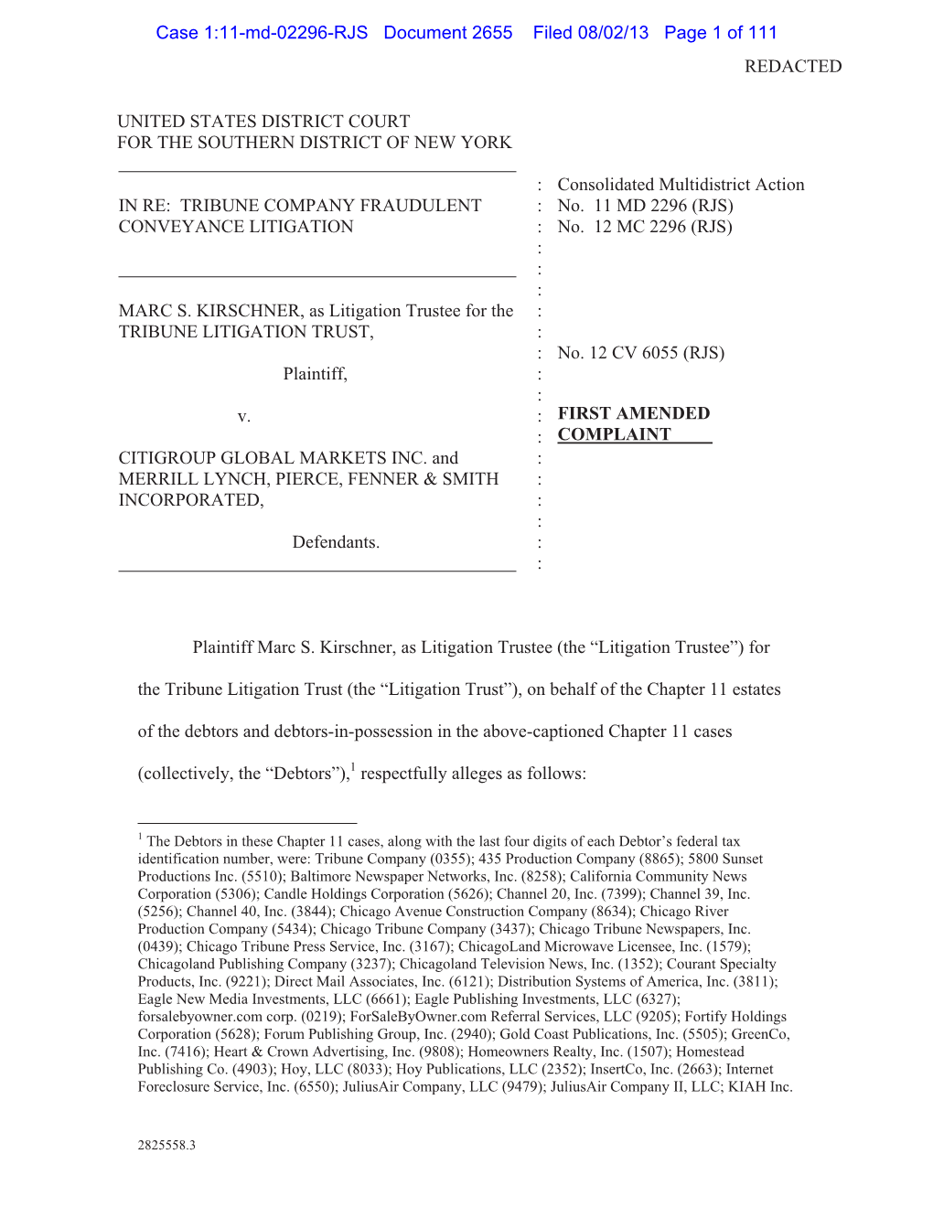 Tribune Company Fraudulent Conveyance Litigation Marc