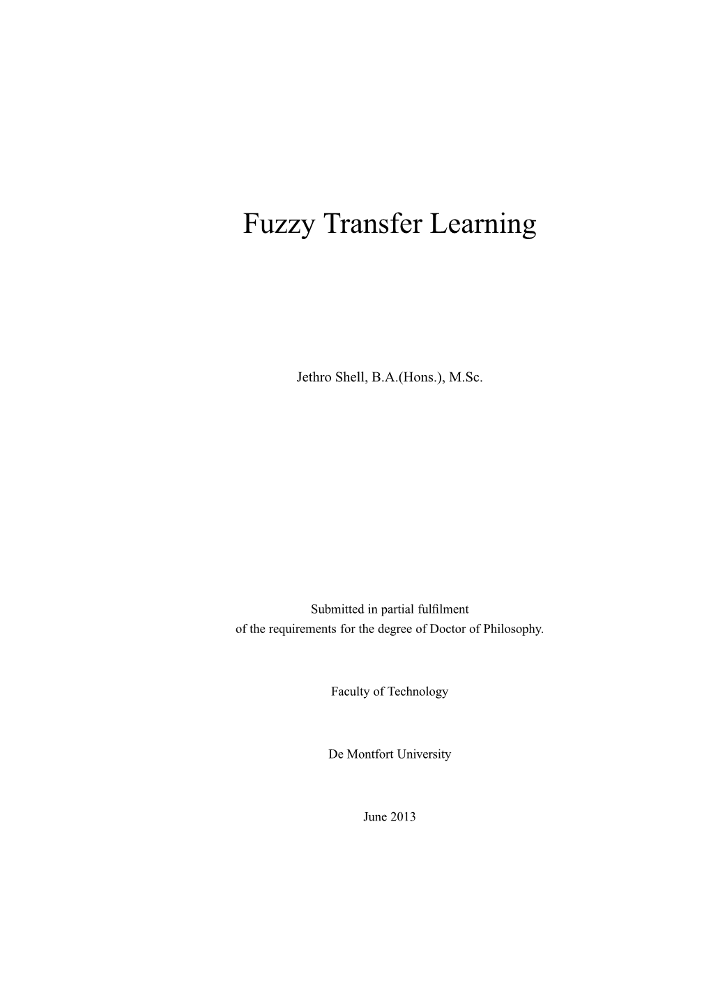 Fuzzy Transfer Learning