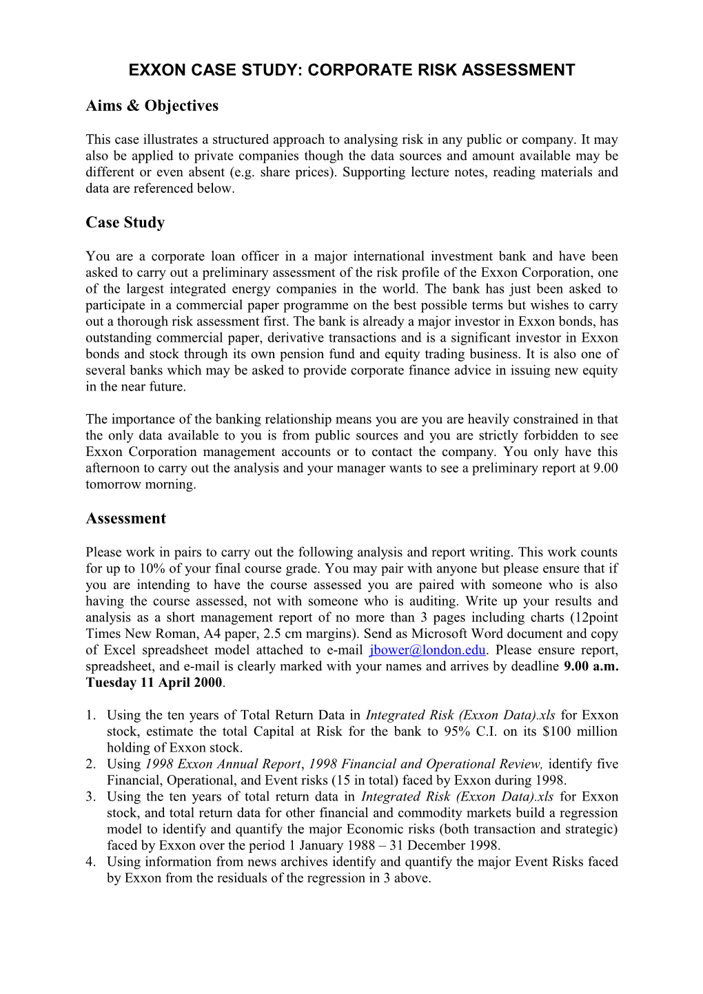 Exxon Case Study: Corporate Risk Assessment