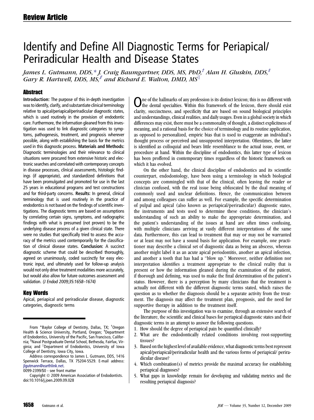 Identify and Define All Diagnostic Terms for Periapical/Periradicular