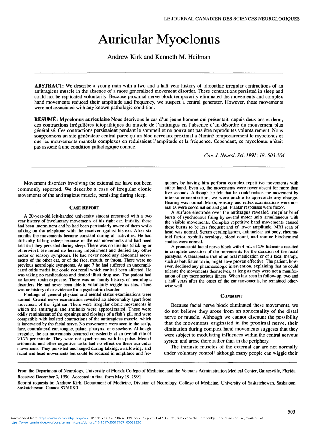 Auricular Myoclonus