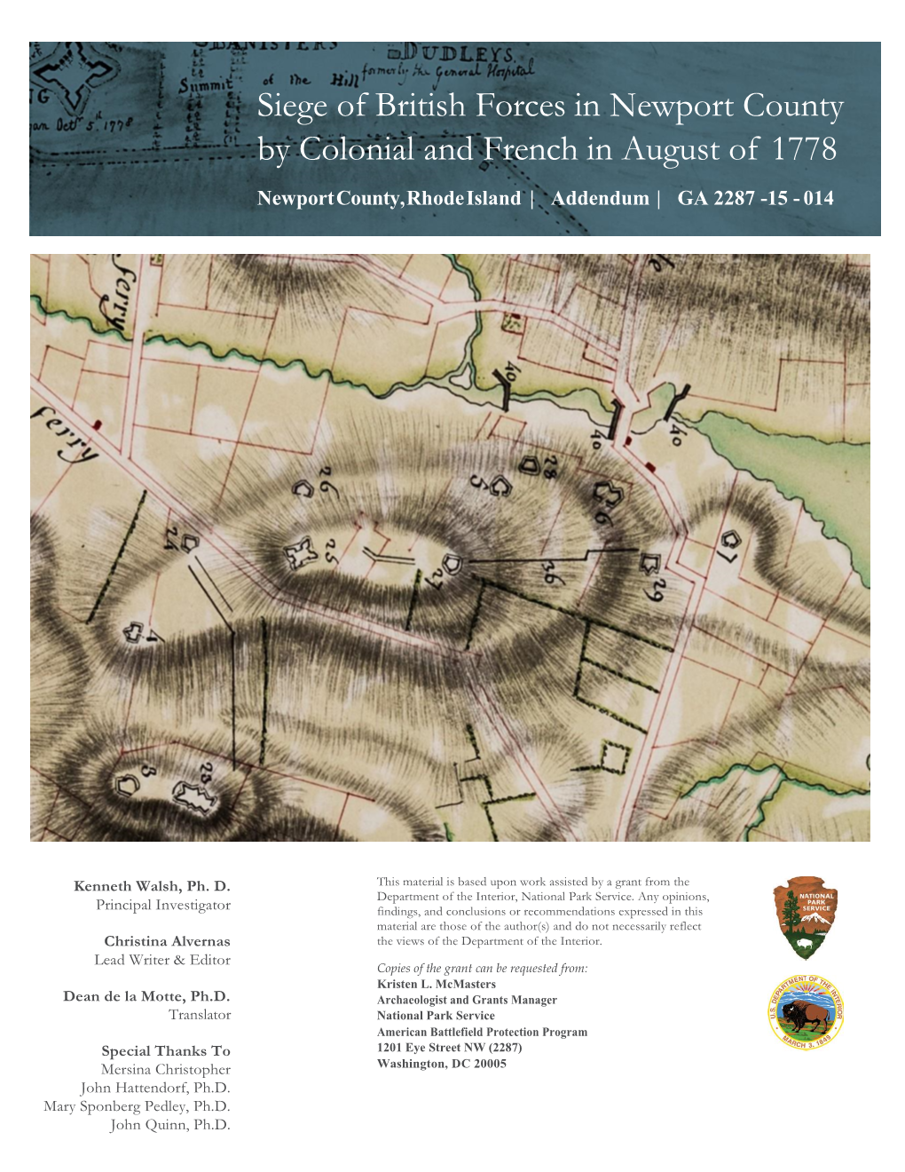 Siege of British Forces in Newport County by Colonial and French in August of 1778 Newport County, Rhode Island | Addendum | GA 2287 -15 - 014