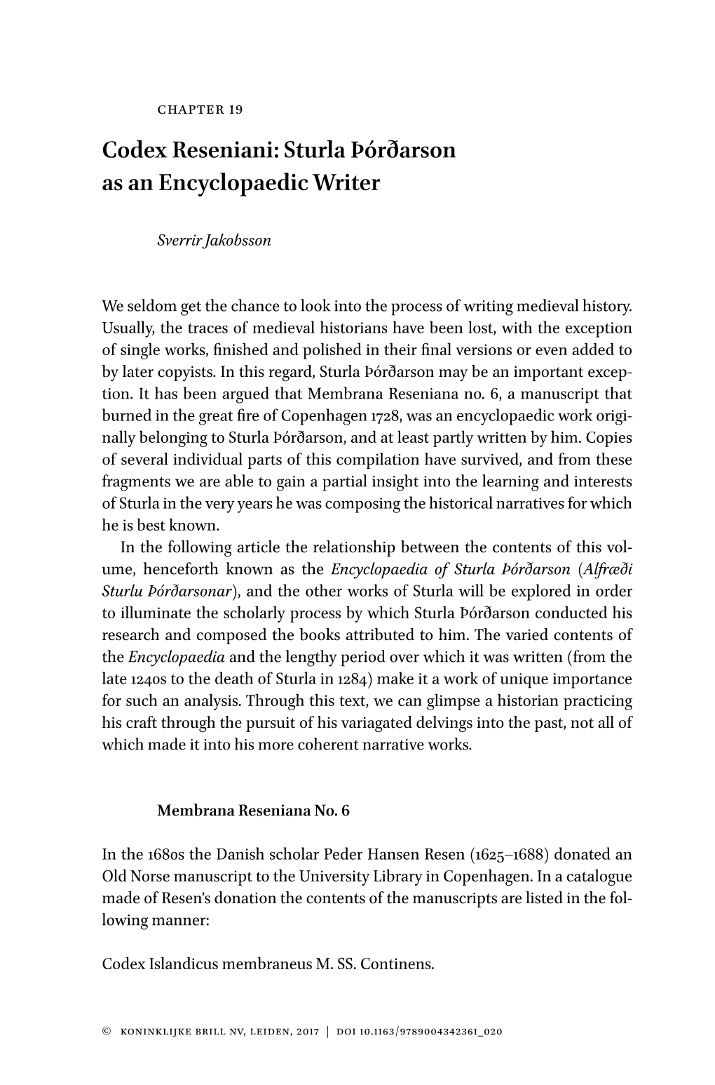 Codex Reseniani: Sturla Þórðarson As an Encyclopaedic Writer