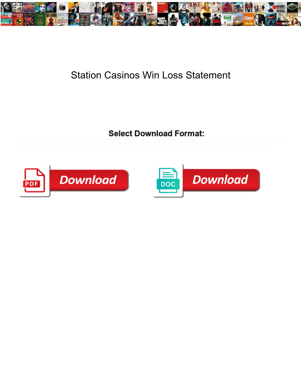 Station Casinos Win Loss Statement