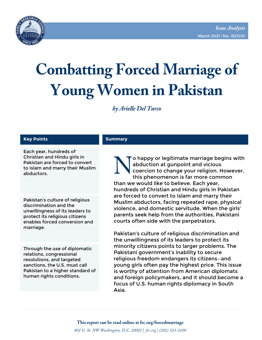 Combatting Forced Marriage of Young Women in Pakistan by Arielle Del Turco