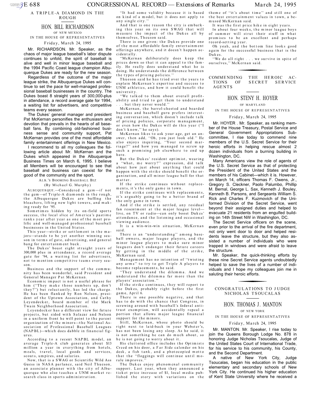 CONGRESSIONAL RECORD— Extensions of Remarks E 688 HON