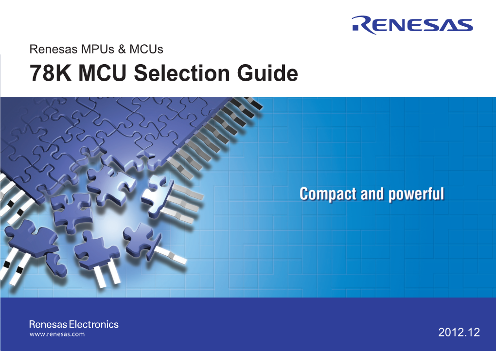 Renesas Mpus & Mcus 78K MCU Selection Guide