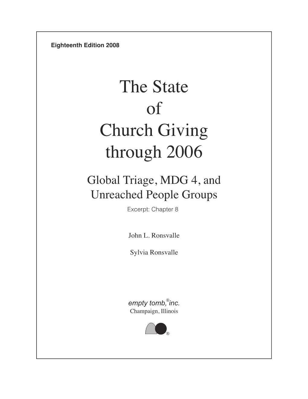 The State of Church Giving Through 2006