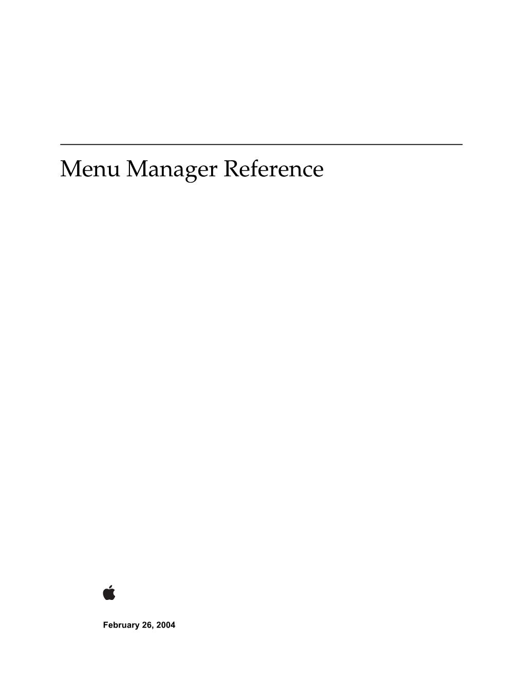 Menu Manager Reference