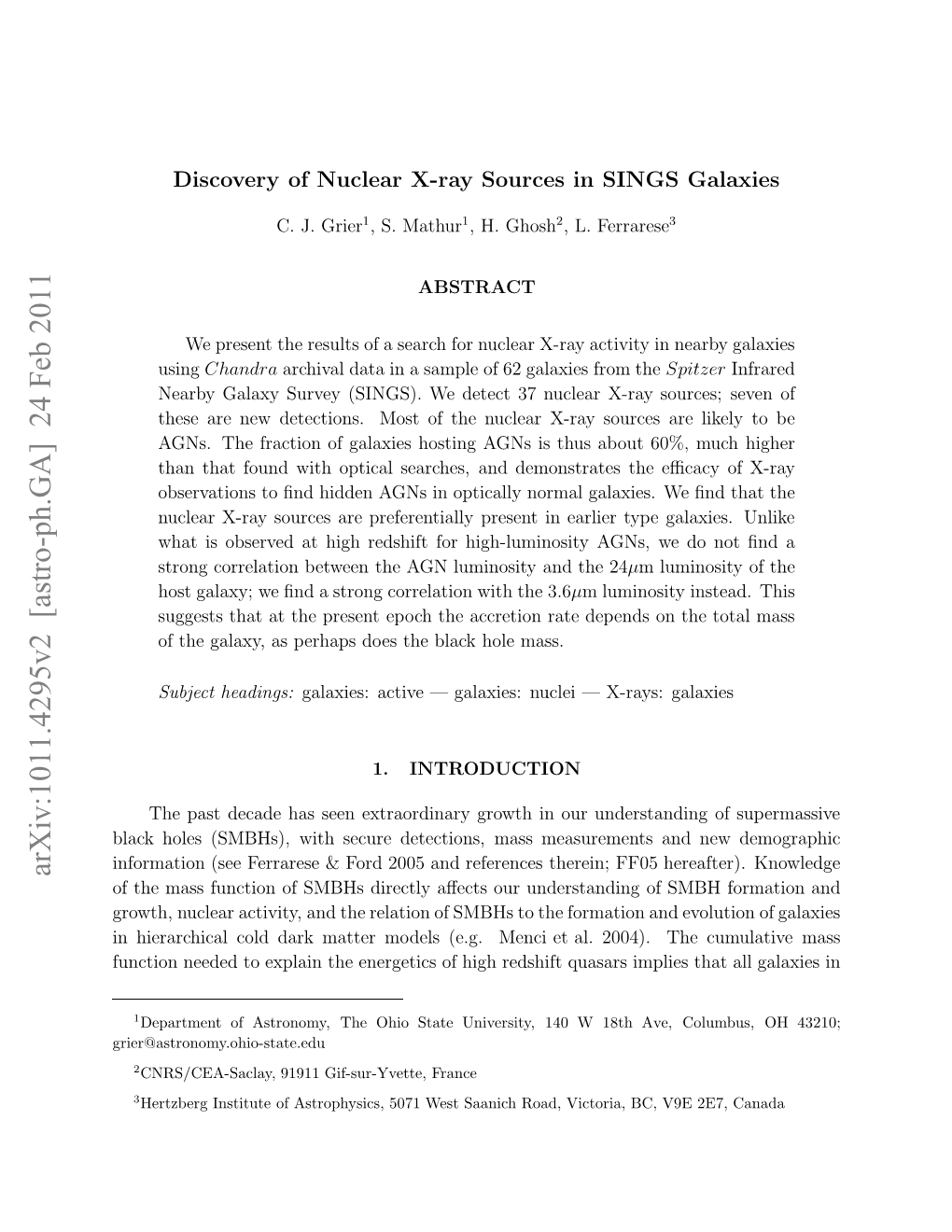 Arxiv:1011.4295V2 [Astro-Ph.GA] 24 Feb 2011 Nheacia Oddr Atrmdl Eg Ec Ta.20) the 2004)