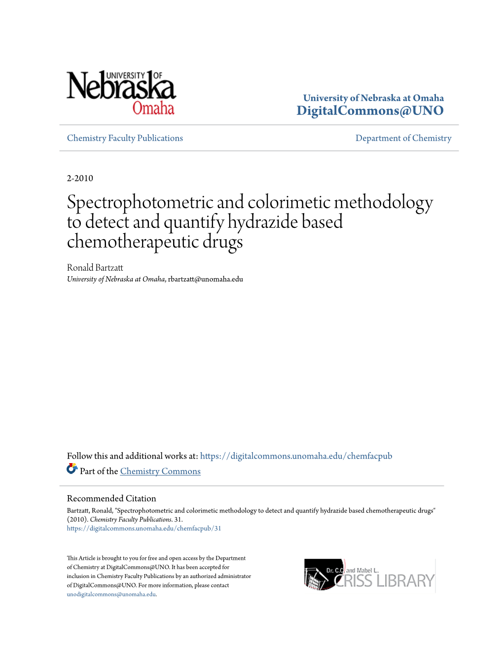 Spectrophotometric and Colorimetic Methodology to Detect and Quantify