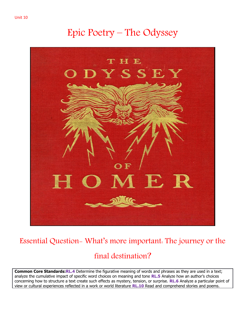 Epic Poetry the Odyssey