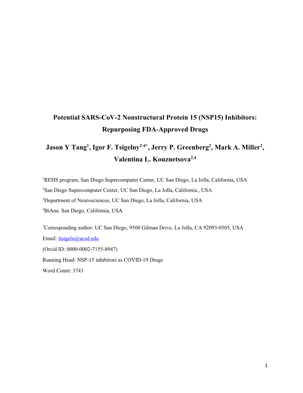 (NSP15) Inhibitors: Repurposing FDA-Approved Drugs