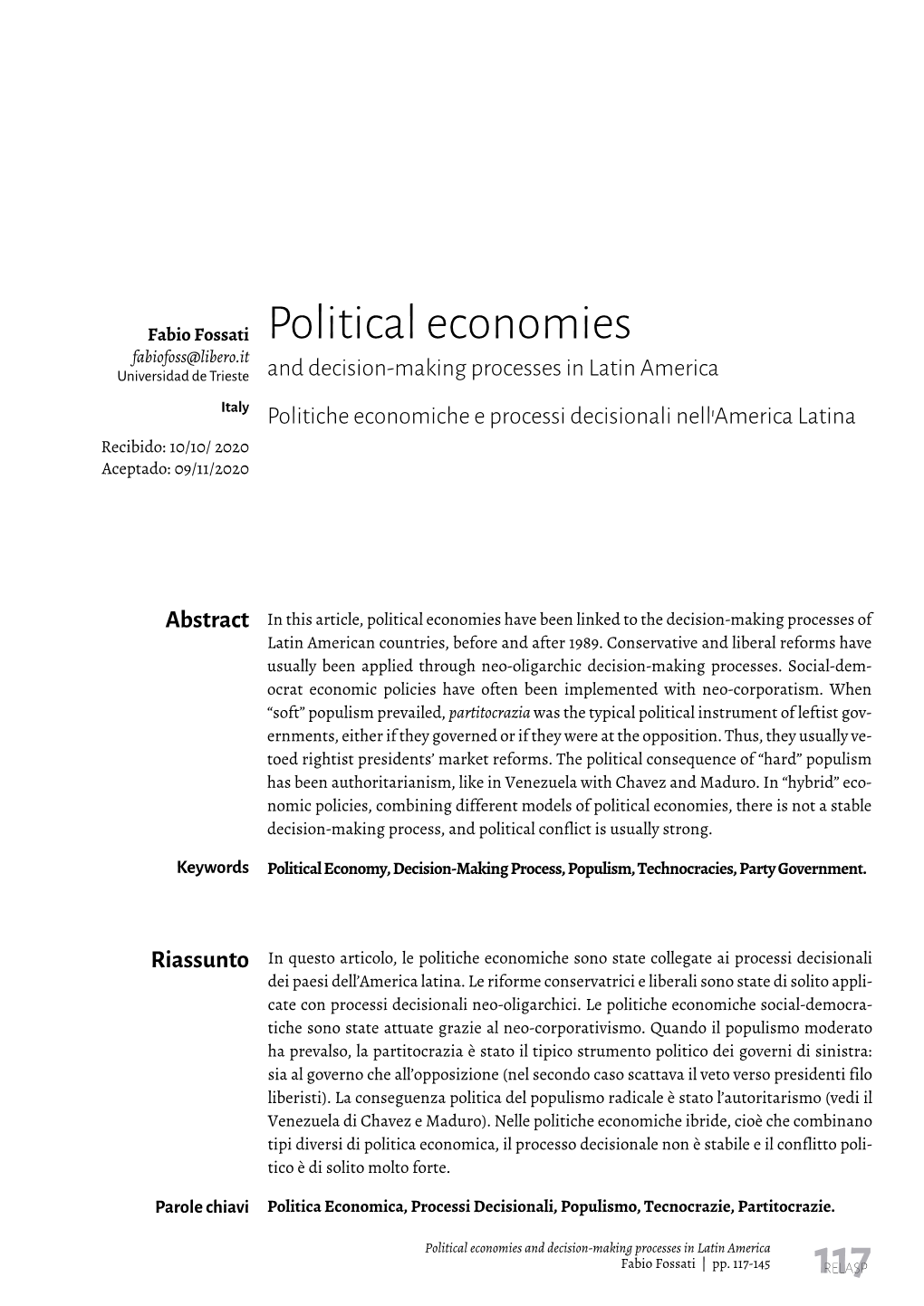 Political Economies